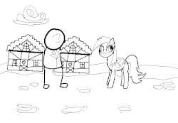 Size: 650x450 | Tagged: safe, derpy hooves, oc, oc:anon, pony, msponyadventures, g4, /mlp/, 4chan, animated, black and white, grayscale, monochrome, ponyville