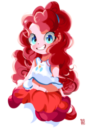 Size: 2129x2994 | Tagged: safe, artist:tohupo, pinkie pie, equestria girls, g4, belly button, clothes, female, grin, happy, high res, looking at you, smiling, solo