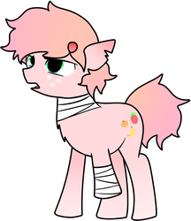 Size: 1080x1248 | Tagged: safe, artist:thatgreypeanut, derpibooru exclusive, oc, oc only, oc:strawberry blitz, earth pony, pony, amputee, angry, description is relevant, farmer, freckles, injured, sad, simple background, solo, white background