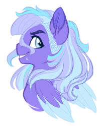 Size: 2329x2728 | Tagged: safe, artist:azure-art-wave, oc, oc only, oc:stormcloud, pegasus, pony, bust, female, high res, magical lesbian spawn, mare, next generation, offspring, parent:rainbow dash, parent:twilight sparkle, parents:twidash, portrait, simple background, solo, transparent background, two toned wings, wings