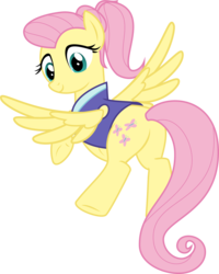Size: 3000x3747 | Tagged: safe, artist:sollace, fluttershy, pegasus, pony, g4, .svg available, alternate hairstyle, clothes, cute, female, flying, high res, show accurate, simple background, smiling, solo, spread wings, transparent background, vector, wings