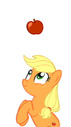 Size: 360x640 | Tagged: artist needed, safe, applejack, earth pony, pony, g4, animated, apple, bouncing, cute, eyes on the prize, female, food, gif, jackabetes, mare, obligatory apple, simple background, solo, white background