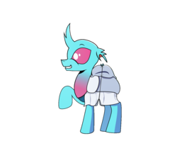 Size: 1222x1088 | Tagged: safe, artist:dsana, edit, oc, oc only, oc:dopple, changedling, changeling, bed bug, grin, male, meme, pillow, pun, raised hoof, simple background, smiling, solo, transparent background, visual pun, you have been visited by