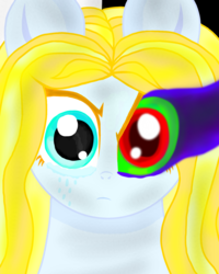 Size: 1200x1500 | Tagged: safe, artist:php185, oc, oc only, oc:sparkle light, pony, angry, corrupted, crying, face, solo