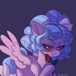 Size: 2000x2000 | Tagged: safe, artist:neonishe, cozy glow, pegasus, pony, g4, black background, cheek fluff, female, filly, flower, freckles, high res, pure concentrated unfiltered evil of the utmost potency, rose, simple background, solo, wing fluff