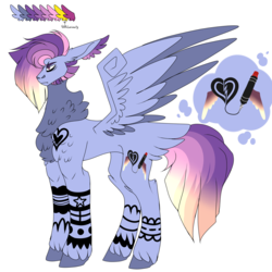 Size: 3000x3000 | Tagged: safe, artist:northlis, oc, oc only, oc:castor, pegasus, pony, beard, casverse, chest fluff, facial hair, high res, magical lesbian spawn, male, next generation, offspring, parent:rainbow dash, parent:twilight sparkle, parents:twidash, reference sheet, simple background, solo, stallion, tattoo, transparent background, unshorn fetlocks