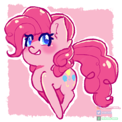 Size: 1024x1024 | Tagged: safe, artist:princess-berri, pinkie pie, earth pony, pony, g4, abstract background, blushing, colored pupils, cute, diapinkes, ear fluff, female, mare, solo