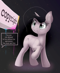 Size: 2702x3265 | Tagged: safe, artist:xbi, oc, oc only, pony, unicorn, copyright, crying, do not steal, donut steel, gradient background, high res, raised hoof, solo, standing, unjust