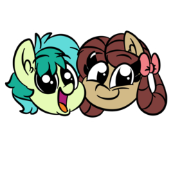 Size: 1500x1500 | Tagged: safe, artist:amethystcutey, sandbar, yona, earth pony, pony, yak, g4, she's all yak, bust, cute, female, head only, male, open mouth, outline, ponified, pony yona, portrait, sandabetes, ship:yonabar, shipping, simple background, species swap, sticker, straight, teenager, transparent background, yonadorable