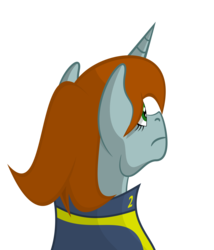 Size: 3000x3500 | Tagged: safe, artist:alltimemine, oc, oc only, oc:littlepip, pony, unicorn, fallout equestria, bust, clothes, fanfic, fanfic art, female, high res, horn, inkscape, jumpsuit, mare, portrait, simple background, solo, transparent background, vault suit, vector