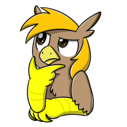 Size: 2048x2048 | Tagged: safe, artist:sugar morning, oc, oc only, oc:pad, griffon, emoji, griffon oc, high res, reaction image, simple background, solo, thinking, transparent background, 🤔