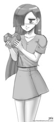 Size: 1000x2232 | Tagged: safe, artist:johnjoseco, marble pie, human, g4, clothes, crystal heart, cute, female, grayscale, heart, humanized, marblebetes, monochrome, simple background, smiling, solo