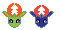 Size: 60x30 | Tagged: safe, artist:dreamvirusomega, pharynx, thorax, changedling, changeling, pony, g4, changedling brothers, king thorax, pixel art, prince pharynx, simple background, sprite, transparent background