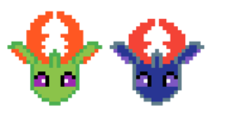 Size: 1200x600 | Tagged: safe, alternate version, artist:dreamvirusomega, pharynx, thorax, changedling, changeling, pony, g4, changedling brothers, king thorax, pixel art, prince pharynx, simple background, sprite, transparent background
