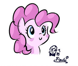 Size: 600x503 | Tagged: safe, artist:fipoki, pinkie pie, earth pony, pony, g4, blush sticker, blushing, bust, cute, diapinkes, female, head only, mare, portrait, simple background, smiling, solo, white background