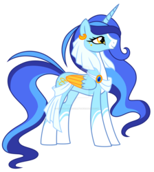 Size: 1024x1144 | Tagged: safe, artist:crystal-tranquility, oc, oc only, oc:seraphine, alicorn, pony, alicorn oc, female, mare, obtrusive watermark, show accurate, simple background, solo, transparent background, two toned wings, watermark