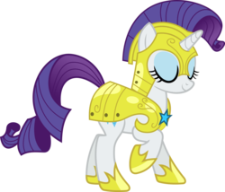 Size: 2180x1868 | Tagged: safe, artist:phucknuckl, rarity, pony, unicorn, g4, sparkle's seven, armor, armorarity, eyes closed, female, helmet, hoof shoes, inkscape, mare, raised hoof, royal guard armor, royal guard rarity, simple background, transparent background, vector