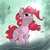 Size: 1536x1536 | Tagged: safe, artist:kurogewapony, pinkie pie, earth pony, pony, g4, female, grass, leaves, lens flare, mare, raised hoof, smiling, solo, windswept mane