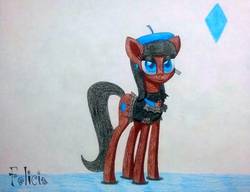 Size: 1186x912 | Tagged: safe, artist:dialysis2day, oc, oc only, oc:felicia, pony, beret, clothes, female, hat, mare, solo, traditional art