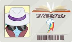 Size: 2600x1538 | Tagged: safe, artist:phucknuckl, rainbow dash, pegasus, pony, g4, the point of no return, disguise, female, hat, inkscape, library card, mare, simple background, sunglasses, transparent background, vector