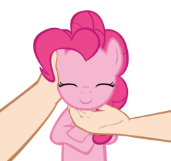 Size: 10417x9775 | Tagged: safe, artist:ace play, pinkie pie, earth pony, human, pony, g4, absurd resolution, chin scratch, cute, diapinkes, eyes closed, female, hand, human on pony petting, mare, offscreen character, offscreen human, petting, pov, simple background, transparent background, vector