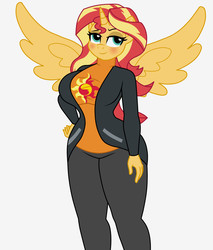 Size: 1700x2000 | Tagged: safe, artist:mashoart, sunset shimmer, alicorn, anthro, equestria girls, g4, alicornified, breasts, busty sunset shimmer, commission, female, race swap, shimmercorn, solo