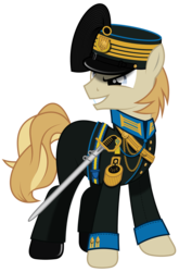 Size: 1280x1942 | Tagged: safe, artist:brony-works, earth pony, pony, clothes, jämtland, male, saber, simple background, solo, stallion, sweden, transparent background, uniform, weapon
