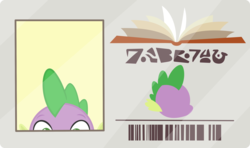Size: 2600x1538 | Tagged: safe, artist:phucknuckl, spike, g4, the point of no return, inkscape, library card, simple background, transparent background, vector