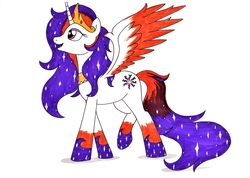 Size: 3493x2486 | Tagged: safe, artist:killerteddybear94, oc, oc:queen galaxia, alicorn, pony, 's parents, celestia and luna's mother, crown, cutie mark, female, high res, jewelry, mare, open mouth, regalia, smiling, solo, traditional art