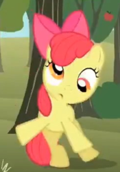 Size: 243x348 | Tagged: safe, screencap, apple bloom, earth pony, pony, g4, season 2, the super speedy cider squeezy 6000, apple tree, cropped, derp, dizzy, female, filly, foal, solo, tree, wobbling