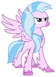 Size: 1759x2390 | Tagged: safe, artist:sonofaskywalker, silverstream, classical hippogriff, hippogriff, g4, uprooted, confident, female, jewelry, necklace, pose, proud, simple background, solo, spread wings, transparent background, vector, wings
