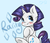 Size: 2300x2000 | Tagged: safe, artist:royalppurpl3, rarity, pony, unicorn, g4, blue background, blushing, cute, diamond, female, high res, mare, raribetes, simple background, solo