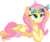 Size: 7038x5882 | Tagged: safe, artist:cyanlightning, fluttershy, butterfly, pegasus, pony, g4, .svg available, absurd resolution, canvas, chest fluff, cute, female, floral head wreath, flower, flower in hair, folded wings, mare, prone, shyabetes, simple background, sitting, solo, transparent background, vector, wings