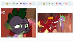 Size: 1073x601 | Tagged: safe, edit, edited screencap, screencap, garble, spike, dragon, derpibooru, g4, gauntlet of fire, sweet and smoky, abuse, juxtaposition, juxtaposition win, meme, meta, spikeabuse, winged spike, wings