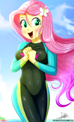 Size: 820x1360 | Tagged: safe, artist:the-butch-x, part of a set, fluttershy, equestria girls, g4, my little pony equestria girls: better together, adorasexy, beautiful, blushing, breasts, busty fluttershy, butch's paradiso, clothes, cute, female, fluttershy's wetsuit, open mouth, paradiso x, sexy, shyabetes, signature, solo, stupid sexy fluttershy, swimsuit, wetsuit