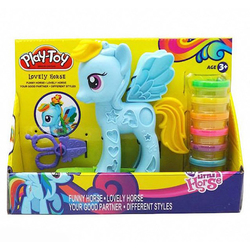 Size: 600x600 | Tagged: safe, rainbow dash, pony, g4, bootleg, female, irl, logo, my little horse, my little pony logo, photo, plasticine, play doh, play toy, toy, yellow hair