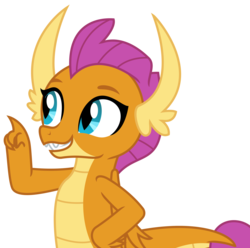 Size: 3091x3066 | Tagged: safe, artist:sketchmcreations, smolder, dragon, g4, sweet and smoky, dragoness, female, hand on hip, high res, pointing, raised arm, simple background, smiling, solo, transparent background, vector