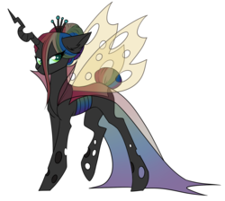 Size: 1920x1722 | Tagged: safe, artist:kxttponies, oc, oc only, changepony, hybrid, aside glance, female, hair bun, interspecies offspring, magical lesbian spawn, offspring, parent:queen chrysalis, parent:rainbow dash, parents:chrysadash, simple background, solo, transparent background