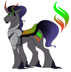 Size: 1920x1967 | Tagged: safe, artist:kxttponies, oc, oc only, pony, unicorn, armor, colored fetlocks, colored sclera, cutie mark, green sclera, male, offspring, parent:king sombra, parent:rarity, parents:sombrarity, simple background, solo, sombra eyes, stallion, transparent background, unshorn fetlocks