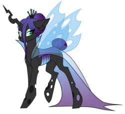 Size: 3296x3000 | Tagged: safe, artist:kxttponies, oc, oc only, changeling, changepony, adoptable, aside glance, changeling oc, female, high res, magical lesbian spawn, offspring, parent:queen chrysalis, parent:rarity, parents:chrysarity, parents:rarilis, purple changeling, simple background, solo, transparent background