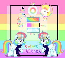 Size: 600x542 | Tagged: dead source, safe, artist:pegasski, artist:rainbows-skies, oc, oc only, oc:colour aurora, pony, unicorn, g4, base used, clothes, goggles, male, reference sheet, scarf, solo, stallion