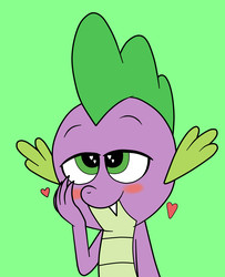 Size: 2160x2665 | Tagged: safe, artist:eagc7, spike, dragon, g4, blushing, heart, high res, male, simple background, smiling, solo