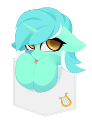 Size: 2916x3875 | Tagged: safe, artist:xsatanielx, lyra heartstrings, pony, unicorn, rcf community, g4, :p, cute, female, high res, lyrabetes, mare, mlem, pocket, silly, solo, tongue out