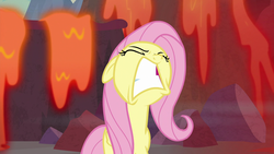 Size: 1920x1080 | Tagged: safe, screencap, fluttershy, pegasus, pony, g4, sweet and smoky, angry, eyes closed, faic, female, fluttershy is best facemaker, mare, peeved, solo