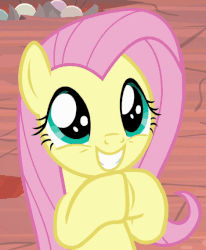 Size: 469x570 | Tagged: safe, screencap, fluttershy, pegasus, pony, g4, season 9, sweet and smoky, animated, cropped, cute, excited, eye shimmer, female, hooves together, mare, shyabetes, solo, sweet dreams fuel, weapons-grade cute