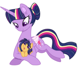 Size: 600x506 | Tagged: safe, artist:traveleraoi, twilight sparkle, oc, oc:nova star sparkle, alicorn, pegasus, pony, g4, alternate hairstyle, baby, baby pony, base used, colored pupils, colored wings, colored wingtips, crossed legs, cute, daaaaaaaaaaaw, daughter, digital art, duo, duo female, ear fluff, ethereal mane, family, female, filly, foal, hair bun, happy, holding a pony, hooves, looking at each other, lying down, mama twilight, mare, mother, mother and daughter, next generation, offspring, older, older twilight, parent:flash sentry, parent:twilight sparkle, parents:flashlight, princess, signature, simple background, smiling, starry mane, transparent background, twilight sparkle (alicorn)