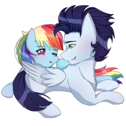Size: 768x768 | Tagged: safe, artist:soarintothesky, rainbow dash, soarin', pony, g4, female, male, ship:soarindash, shipping, simple background, straight, transparent background