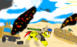 Size: 2570x1586 | Tagged: safe, artist:tuxrap, oc, pony, desert, helicopter, lineart, tank (vehicle), tanks