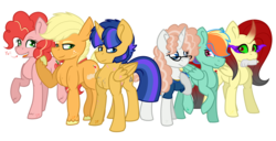 Size: 2300x1181 | Tagged: safe, artist:king-justin, oc, oc:apple pun, oc:applejacked, oc:bloody stool, oc:sparkle mcsmarmyface, oc:titties galore, oc:zippy breeze, alicorn, earth pony, pegasus, pony, unicorn, alicorn oc, arm hooves, breasts, chestbreasts, curved horn, female, glasses, horn, lightly watermarked, male, mare, mouth hold, next generation, offspring, parent:applejack, parent:big macintosh, parent:flash sentry, parent:fluttershy, parent:king sombra, parent:pinkie pie, parent:rainbow dash, parent:rarity, parent:svengallop, parent:trenderhoof, parent:twilight sparkle, parent:zephyr breeze, parents:flashlight, parents:pinkiemac, parents:rarigallop, parents:sombrashy, parents:trenderjack, parents:zephdash, quadrupedal chest boobs, simple background, sombra eyes, stallion, transparent background, unshorn fetlocks, watermark, y'all