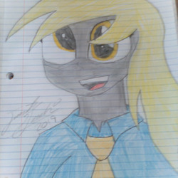 Size: 320x320 | Tagged: safe, artist:that1guygamer18, derpy hooves, equestria girls, g4, drawing, female, lined paper, solo, traditional art